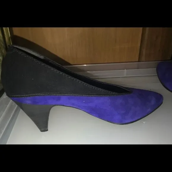 Susan Bennis Shoes Purple Black 8B fit 7B Original Owner - Picture 5 of 9